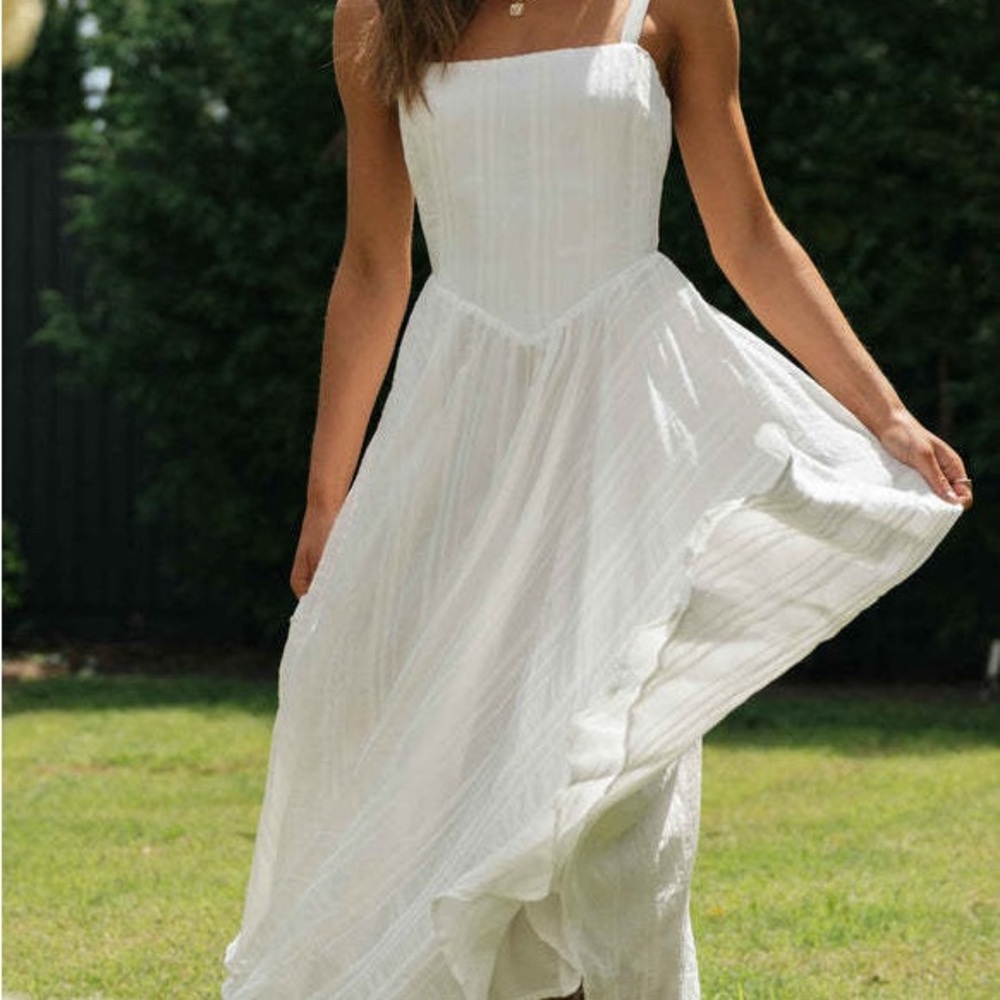 Bohemian White Sleeveless Square Neck Maxi Dress